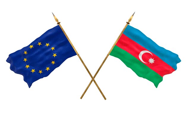Achtergrond voor ontwerpers Nationale feestdag 3D-model Nationale vlaggen Europese Unie en Azerbeidzjan