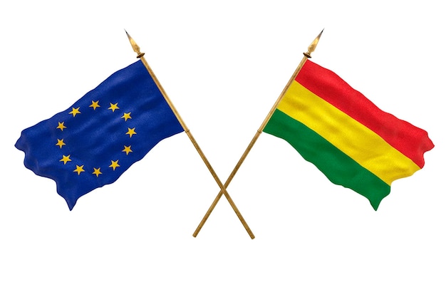 Achtergrond voor ontwerpers Nationale feestdag 3D-model Nationale vlaggen Europese Unie en Bolivia
