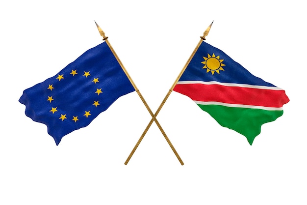 Achtergrond voor ontwerpers Nationale feestdag 3D-model Nationale vlaggen Europese Unie en Namibië