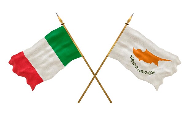 Achtergrond voor ontwerpers Nationale feestdag 3D-model Nationale vlaggen Italië en Cyprus