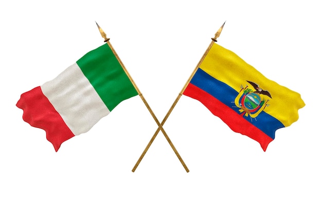 Achtergrond voor ontwerpers Nationale feestdag 3D-model Nationale vlaggen Italië en Ecuador