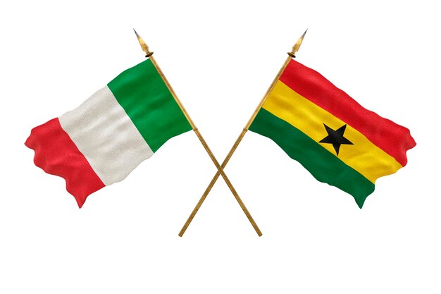 Achtergrond voor ontwerpers Nationale feestdag 3D-model Nationale vlaggen Italië en Ghana