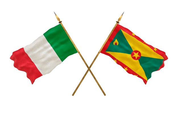 Achtergrond voor ontwerpers Nationale feestdag 3D-model Nationale vlaggen Italië en Grenada