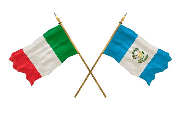 Achtergrond voor ontwerpers Nationale feestdag 3D-model Nationale vlaggen Italië en Guatemala