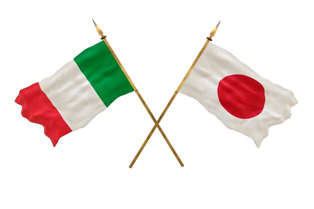Achtergrond voor ontwerpers Nationale feestdag 3D-model Nationale vlaggen Italië en Japan