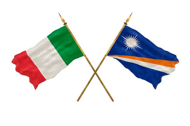 Achtergrond voor ontwerpers Nationale feestdag 3D-model Nationale vlaggen Italië en Marshalleilanden