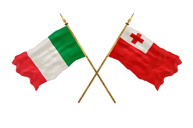 Achtergrond voor ontwerpers Nationale feestdag 3D-model Nationale vlaggen Italië en Tonga