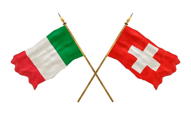 Achtergrond voor ontwerpers Nationale feestdag 3D-model Nationale vlaggen Italië en Zwitserland