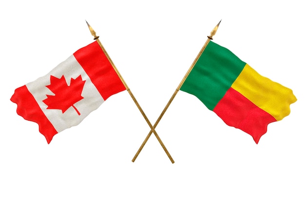 Achtergrond voor ontwerpers Nationale feestdag 3D-model Nationale vlaggen van Canada en Benin
