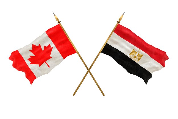 Achtergrond voor ontwerpers Nationale feestdag 3D-model Nationale vlaggen van Canada en Egypte