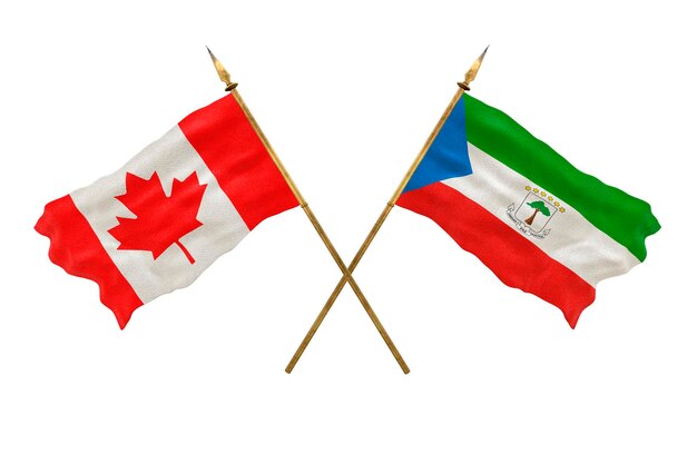 Achtergrond voor ontwerpers Nationale feestdag 3D-model Nationale vlaggen van Canada en Equatoriaal-Guinea
