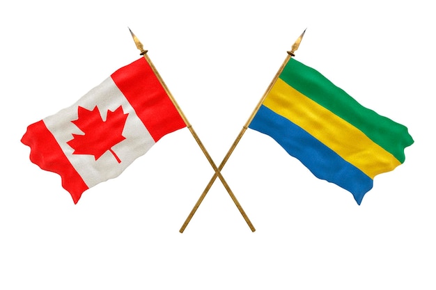Achtergrond voor ontwerpers Nationale feestdag 3D-model Nationale vlaggen van Canada en Gabon