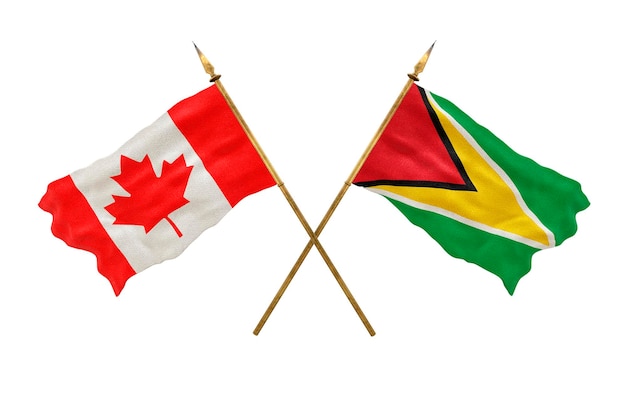 Achtergrond voor ontwerpers Nationale feestdag 3D-model Nationale vlaggen van Canada en Guyana