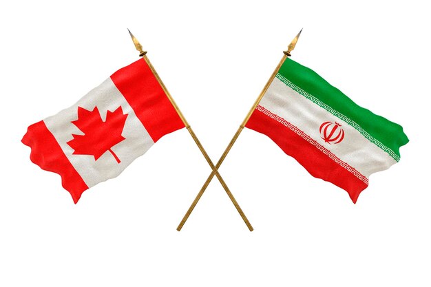 Achtergrond voor ontwerpers Nationale feestdag 3D-model Nationale vlaggen van Canada en Iran