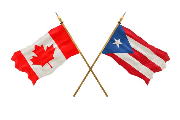 Achtergrond voor ontwerpers Nationale feestdag 3D-model Nationale vlaggen van Canada en PuertoRico