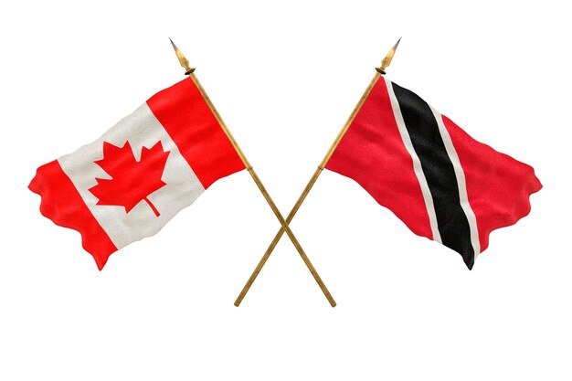 Achtergrond voor ontwerpers Nationale feestdag 3D-model Nationale vlaggen van Canada en Trinidad en Tobago