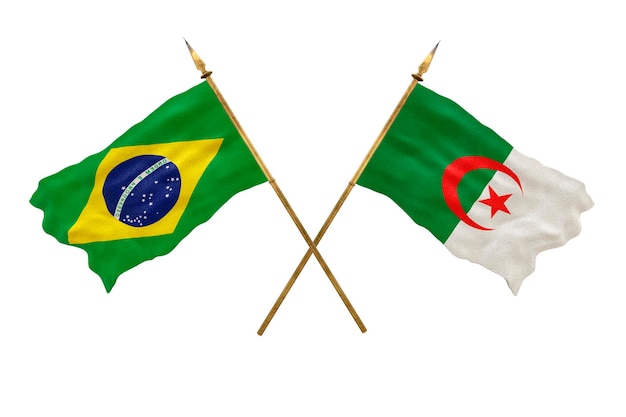 Achtergrond voor ontwerpers Nationale feestdag 3D-model Nationale vlaggen van de Volksrepubliek Brazilië en Algerije