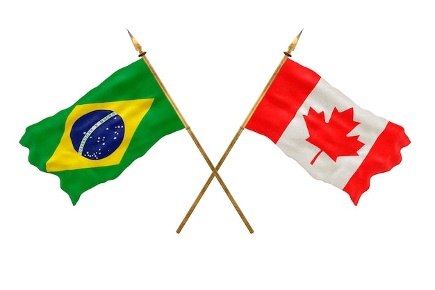 Achtergrond voor ontwerpers Nationale feestdag 3D-model Nationale vlaggen van de Volksrepubliek Brazilië en Canada