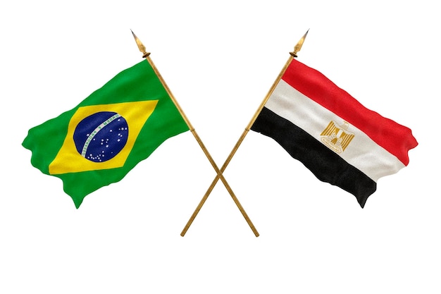 Achtergrond voor ontwerpers Nationale feestdag 3D-model Nationale vlaggen van de Volksrepubliek Brazilië en Egypte