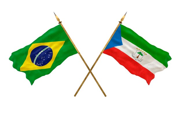 Achtergrond voor ontwerpers Nationale feestdag 3D-model Nationale vlaggen van de Volksrepubliek Brazilië en Equatoriaal-Guinea