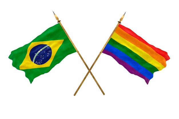 Achtergrond voor ontwerpers Nationale feestdag 3D-model Nationale vlaggen van de Volksrepubliek Brazilië en Gay Pride