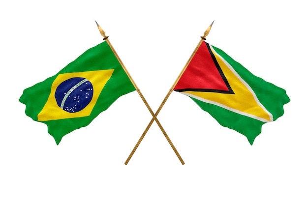 Achtergrond voor ontwerpers Nationale feestdag 3D-model Nationale vlaggen van de Volksrepubliek Brazilië en Guyana