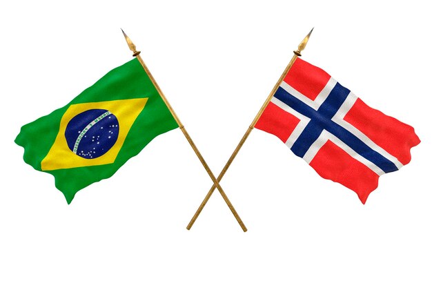 Achtergrond voor ontwerpers Nationale feestdag 3D-model Nationale vlaggen van de Volksrepubliek Brazilië en het eiland Bouvet