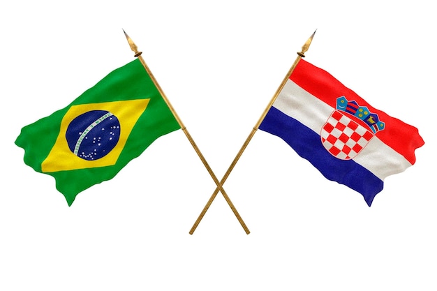 Achtergrond voor ontwerpers Nationale feestdag 3D-model Nationale vlaggen van de Volksrepubliek Brazilië en Kroatië