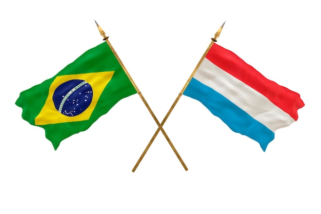 Achtergrond voor ontwerpers Nationale feestdag 3D-model Nationale vlaggen van de Volksrepubliek Brazilië en Luxemburg