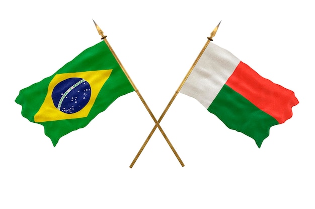 Achtergrond voor ontwerpers Nationale feestdag 3D-model Nationale vlaggen van de Volksrepubliek Brazilië en Madagaskar