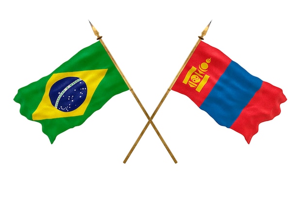 Achtergrond voor ontwerpers Nationale feestdag 3D-model Nationale vlaggen van de Volksrepubliek Brazilië en Mongolië