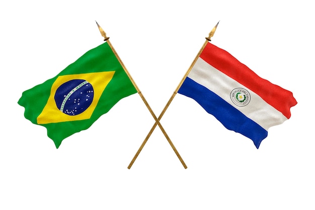 Achtergrond voor ontwerpers Nationale feestdag 3D-model Nationale vlaggen van de Volksrepubliek Brazilië en Paraguay