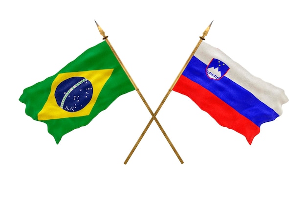 Achtergrond voor ontwerpers Nationale feestdag 3D-model Nationale vlaggen van de Volksrepubliek Brazilië en Slovenië