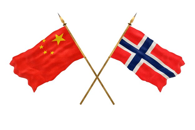 Achtergrond voor ontwerpers Nationale feestdag 3D-model Nationale vlaggen van de Volksrepubliek China en Spitsbergen