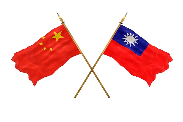 Achtergrond voor ontwerpers Nationale feestdag 3D-model Nationale vlaggen van de Volksrepubliek China en Taiwan