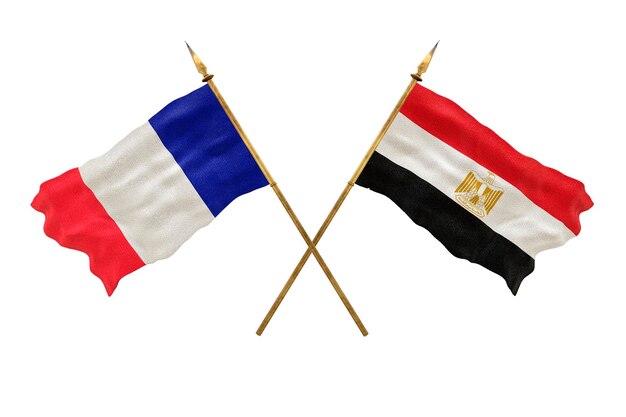 Achtergrond voor ontwerpers Nationale feestdag 3D-model Nationale vlaggen van de Volksrepubliek Frankrijk en Egypte