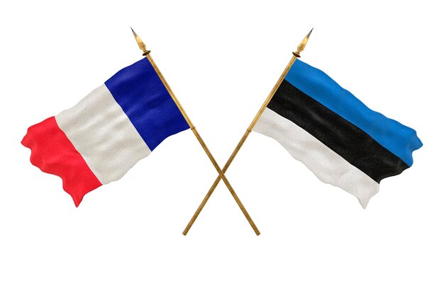 Achtergrond voor ontwerpers Nationale feestdag 3D-model Nationale vlaggen van de Volksrepubliek Frankrijk en Estland