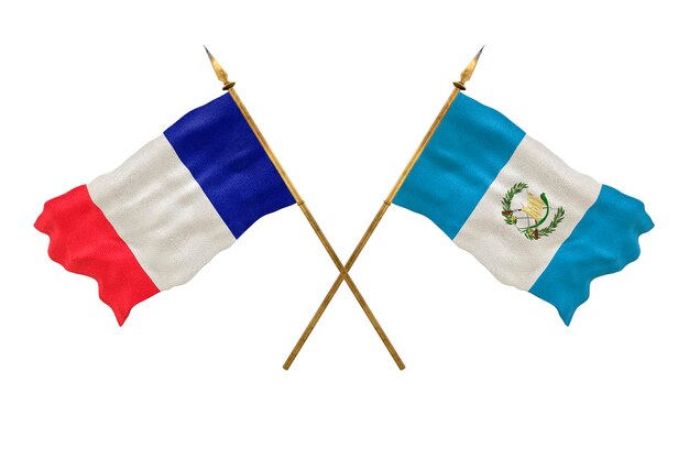 Achtergrond voor ontwerpers Nationale feestdag 3D-model Nationale vlaggen van de Volksrepubliek Frankrijk en Guatemala