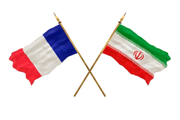 Achtergrond voor ontwerpers Nationale feestdag 3D-model Nationale vlaggen van de Volksrepubliek Frankrijk en Iran