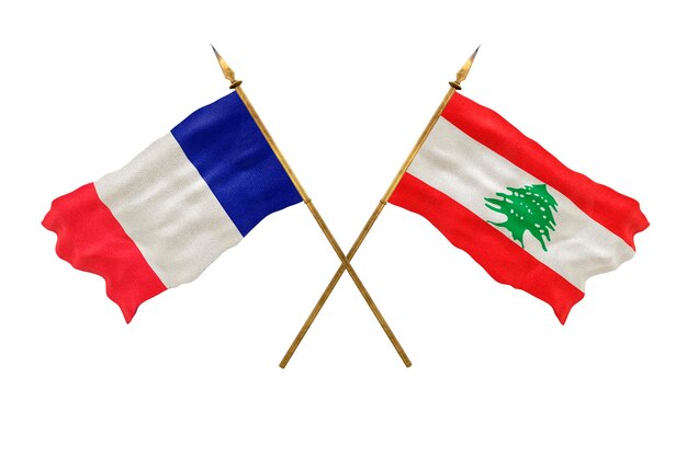 Achtergrond voor ontwerpers Nationale feestdag 3D-model Nationale vlaggen van de Volksrepubliek Frankrijk en Libanon