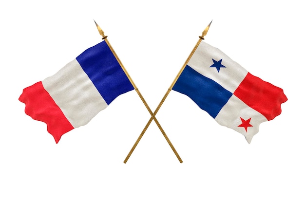 Achtergrond voor ontwerpers Nationale feestdag 3D-model Nationale vlaggen van de Volksrepubliek Frankrijk en Panama