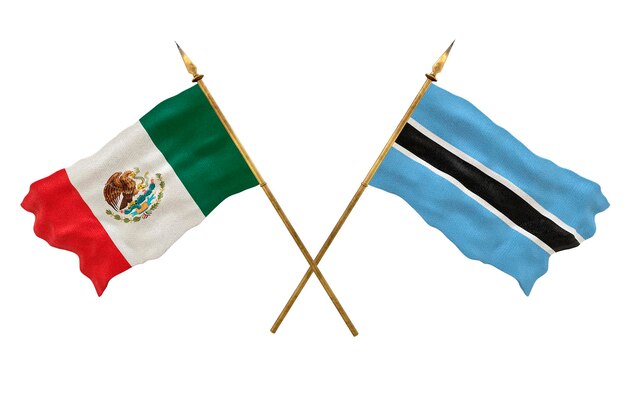 Achtergrond voor ontwerpers Nationale feestdag 3D-model Nationale vlaggen van de Volksrepubliek Mexico en Botswana