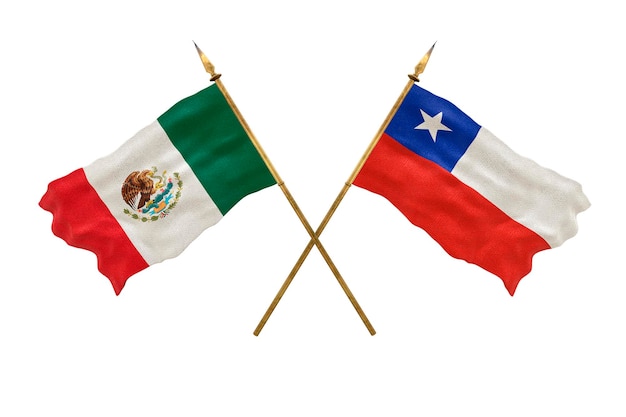 Achtergrond voor ontwerpers Nationale feestdag 3D-model Nationale vlaggen van de Volksrepubliek Mexico en Chili