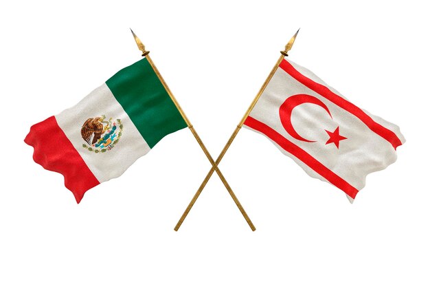 Achtergrond voor ontwerpers Nationale feestdag 3D-model Nationale vlaggen van de Volksrepubliek Mexico en de Turkse Republiek Noord-Cyprus