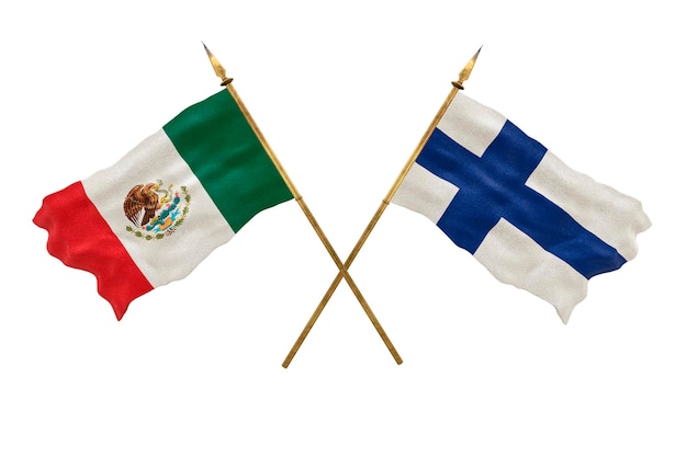 Achtergrond voor ontwerpers Nationale feestdag 3D-model Nationale vlaggen van de Volksrepubliek Mexico en Finland