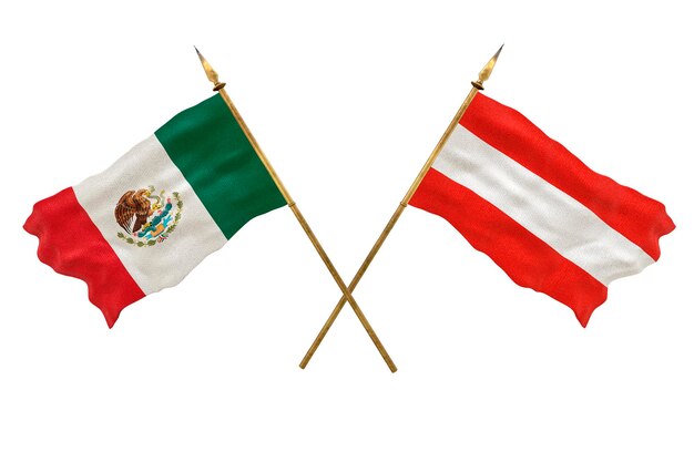 Achtergrond voor ontwerpers Nationale feestdag 3D-model Nationale vlaggen van de Volksrepubliek Mexico en Oostenrijk