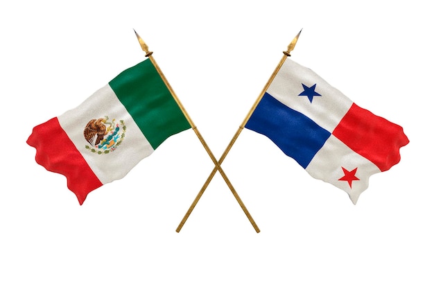 Achtergrond voor ontwerpers Nationale feestdag 3D-model Nationale vlaggen van de Volksrepubliek Mexico en Panama