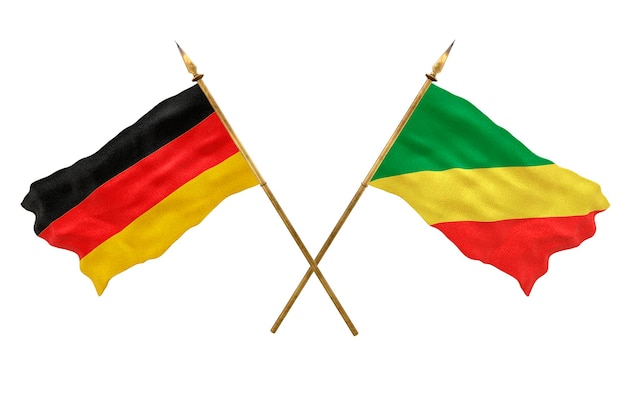 Achtergrond voor ontwerpers Nationale feestdag 3D-model Nationale vlaggen van Duitsland en Congo brazzaville