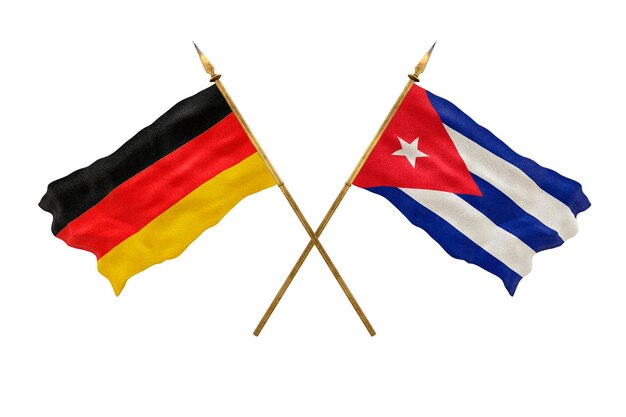 Achtergrond voor ontwerpers Nationale feestdag 3D-model Nationale vlaggen van Duitsland en Cuba
