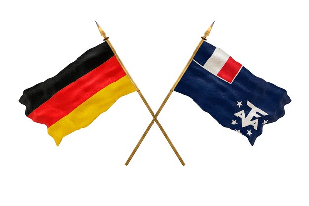 Achtergrond voor ontwerpers Nationale feestdag 3D-model Nationale vlaggen van Duitsland en Franse zuidpoolgebieden